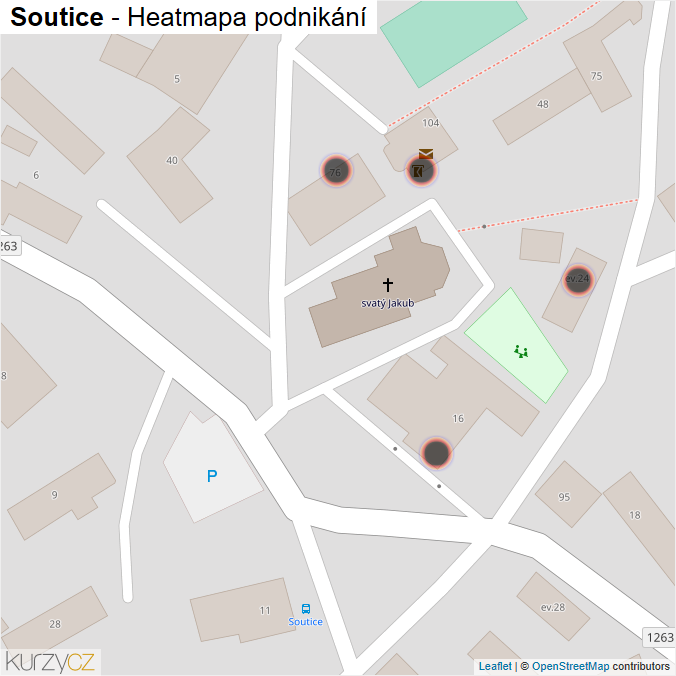 Mapa Soutice - Firmy v obci.