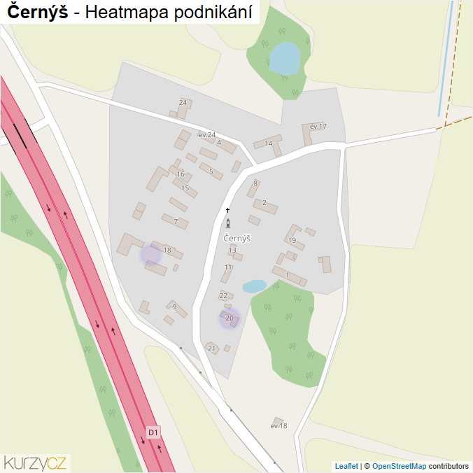 Mapa Černýš - Firmy v části obce.