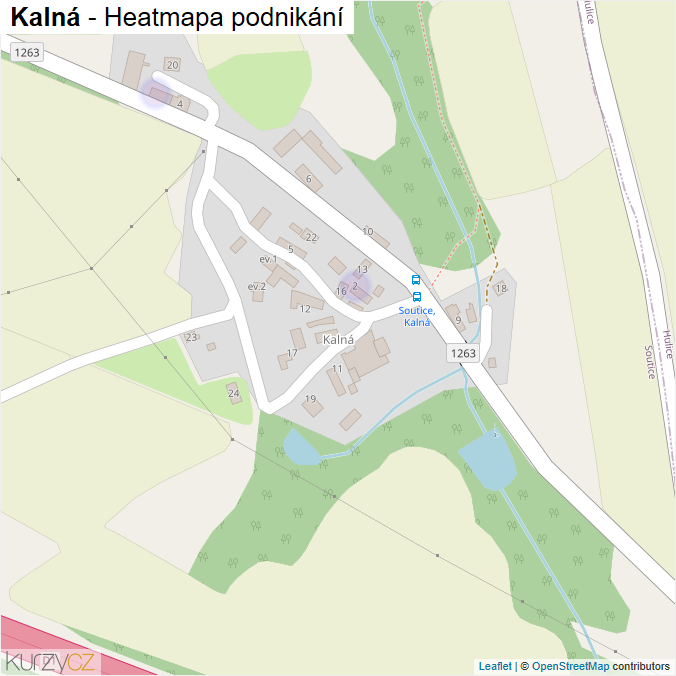 Mapa Kalná - Firmy v části obce.
