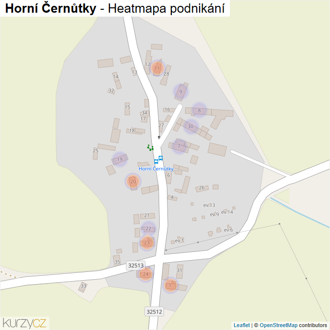 Mapa Horní Černůtky - Firmy v části obce.