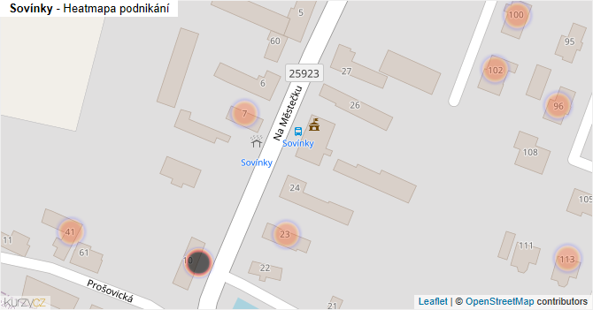Sovínky - mapa podnikání