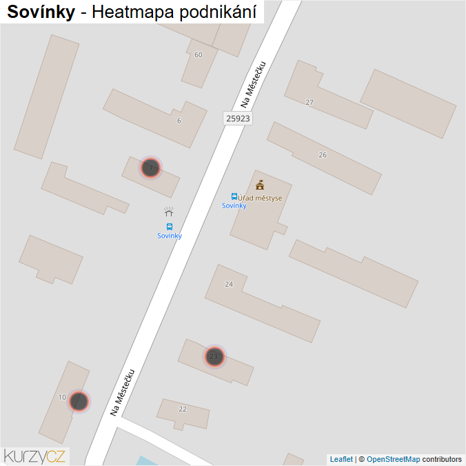 Mapa Sovínky - Firmy v obci.