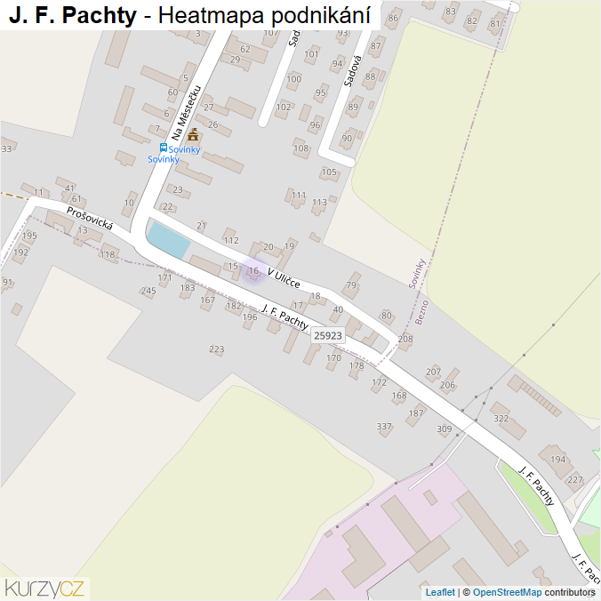 Mapa J. F. Pachty - Firmy v ulici.