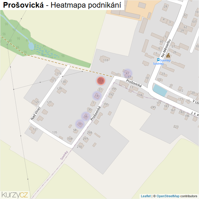 Mapa Prošovická - Firmy v ulici.