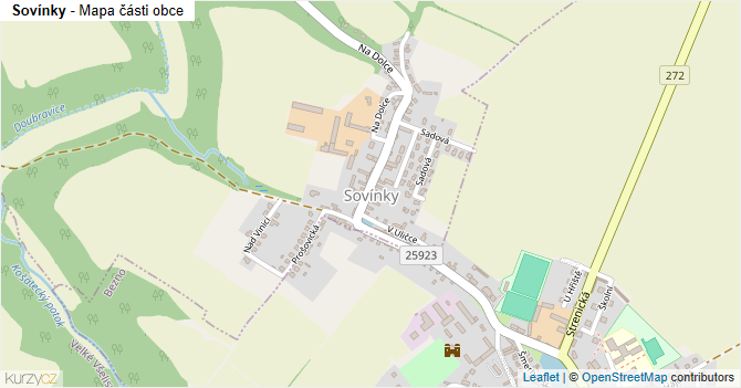 Sovínky - mapa části obce