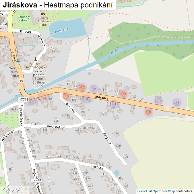 Mapa Jiráskova - Firmy v ulici.