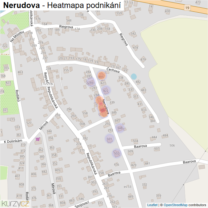 Mapa Nerudova - Firmy v ulici.