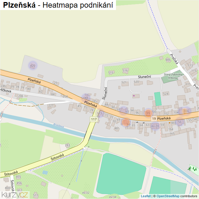 Mapa Plzeňská - Firmy v ulici.