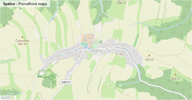 Spálov - záplavové mapy stoleté vody