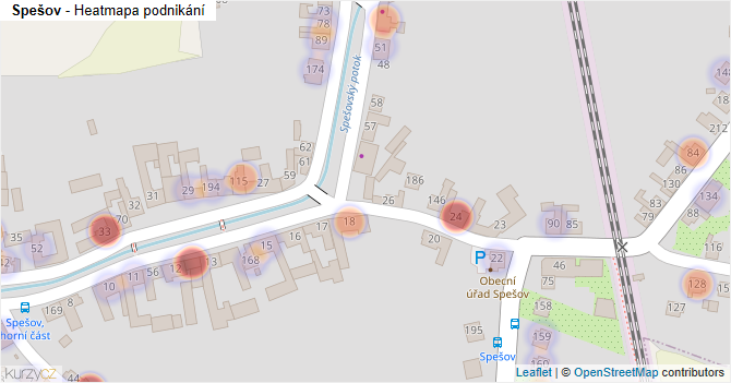 Spešov - mapa podnikání