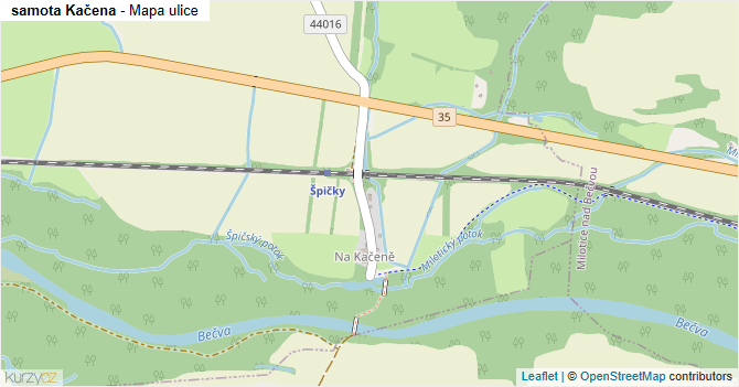 samota Kačena - mapa ulice