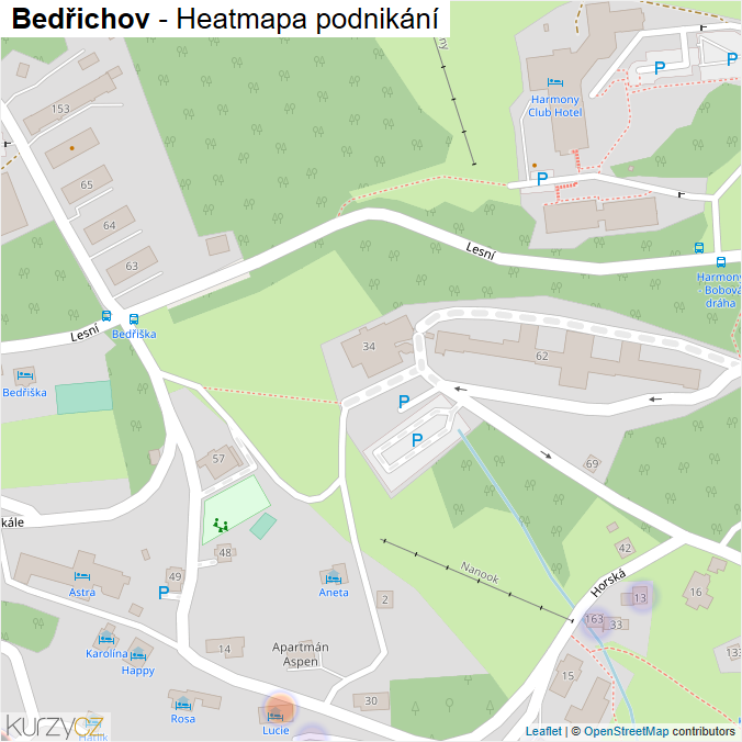 Mapa Bedřichov - Firmy v části obce.