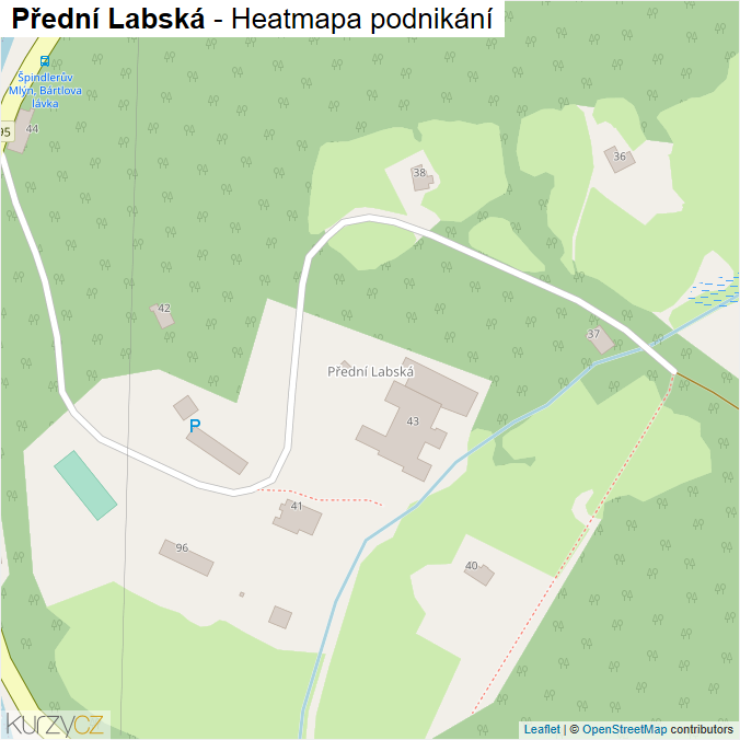 Mapa Přední Labská - Firmy v části obce.