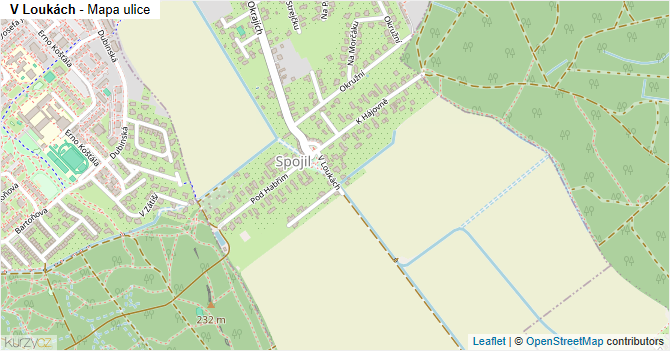 V Loukách - mapa ulice