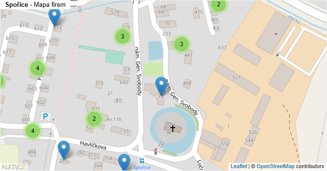 Spořice - mapa firem
