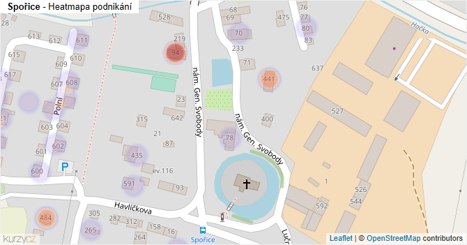 Spořice - mapa podnikání