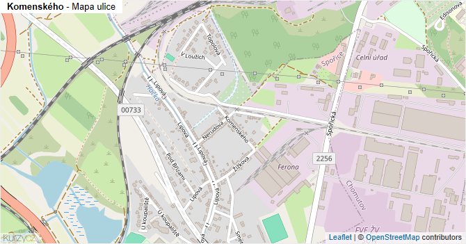 Komenského - mapa ulice