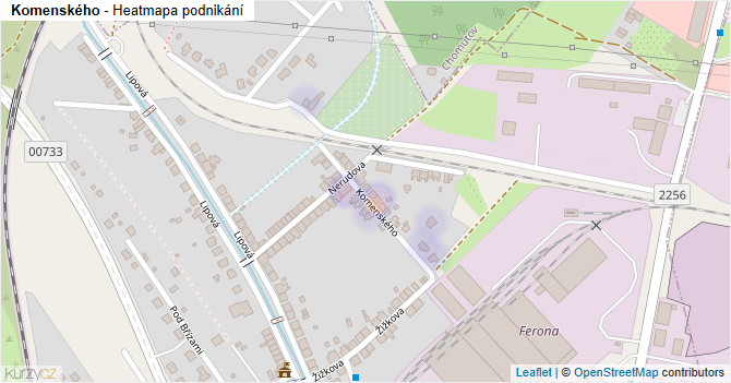 Komenského - mapa podnikání