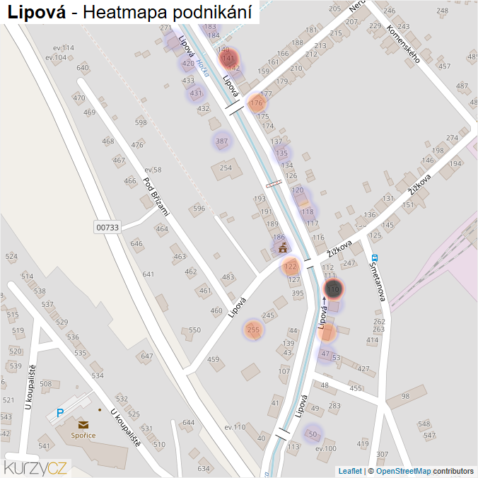 Mapa Lipová - Firmy v ulici.