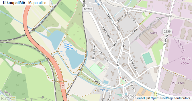 U koupaliště - mapa ulice