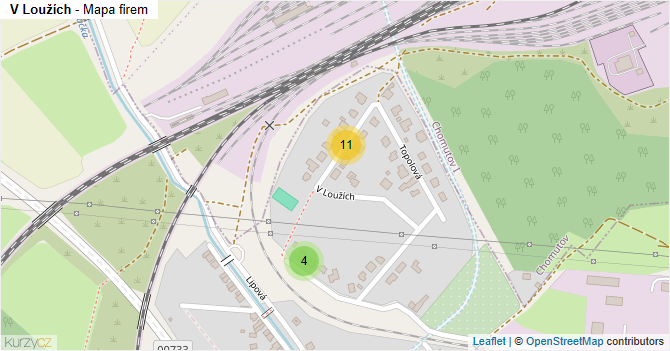 V Loužích - mapa firem