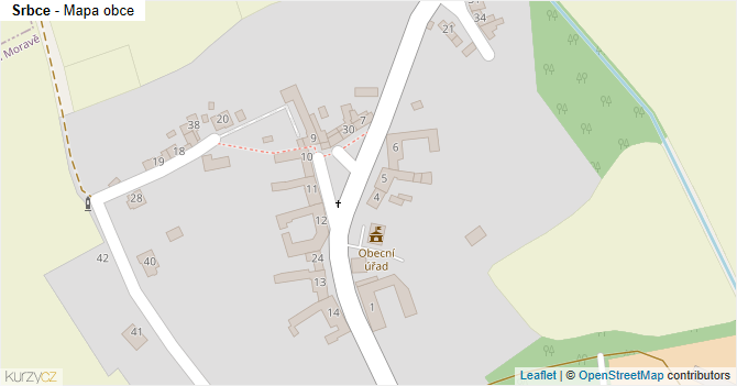 Srbce - mapa obce