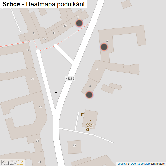 Mapa Srbce - Firmy v obci.