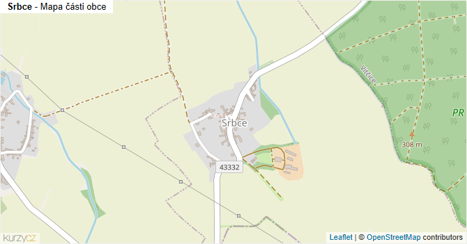Srbce - mapa části obce