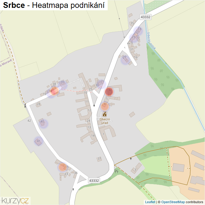 Mapa Srbce - Firmy v části obce.