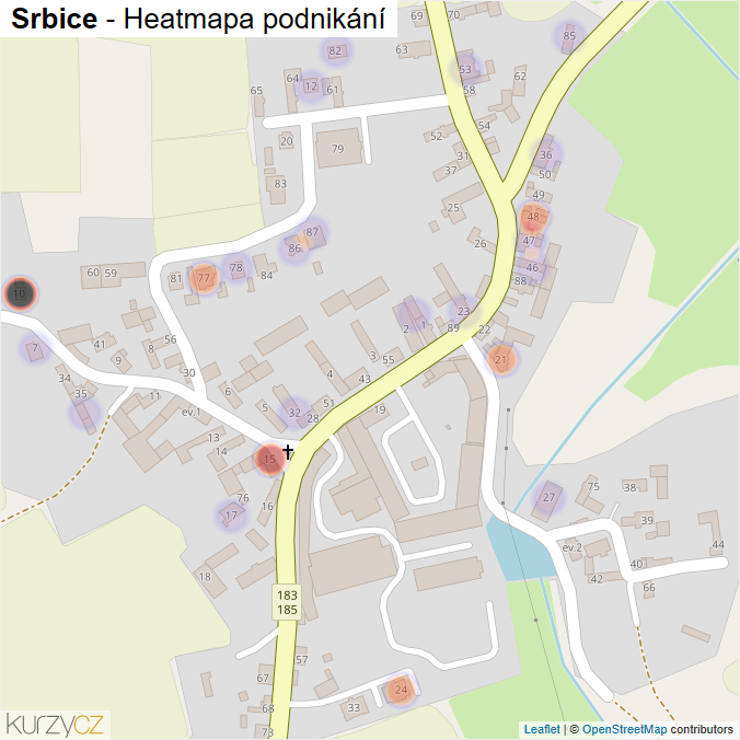 Mapa Srbice - Firmy v části obce.