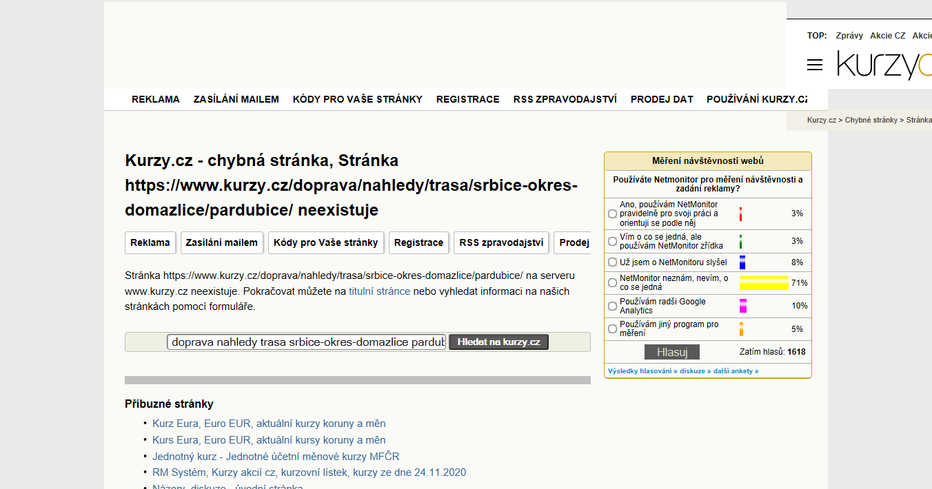 Srbice-Pardubice, mapa trasy