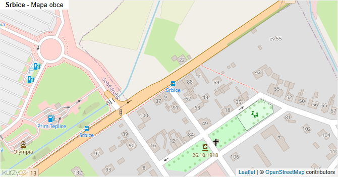 Srbice - mapa obce