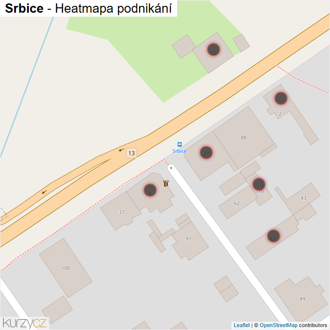 Mapa Srbice - Firmy v obci.