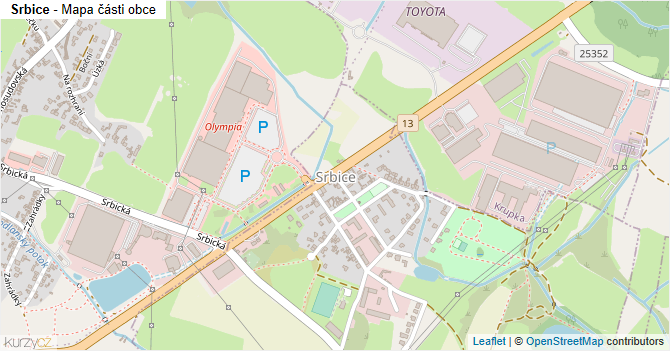 Srbice - mapa části obce