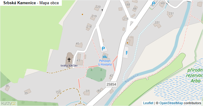 Srbská Kamenice - mapa obce