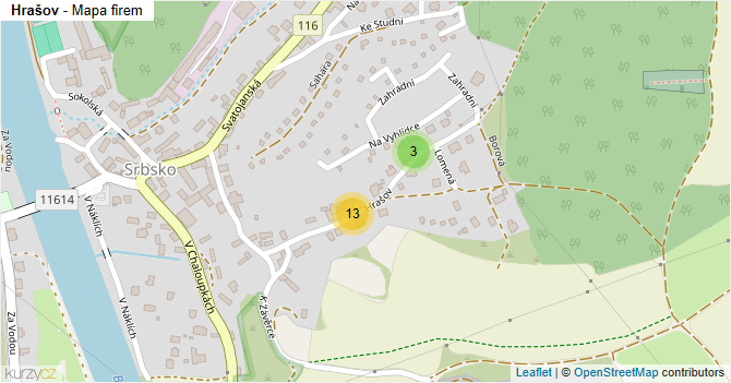 Hrašov - mapa firem