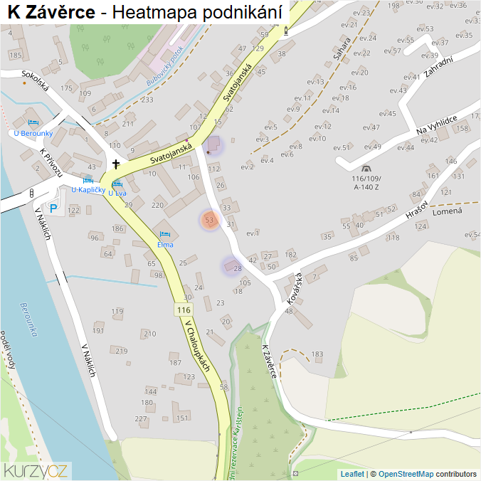 Mapa K Závěrce - Firmy v ulici.