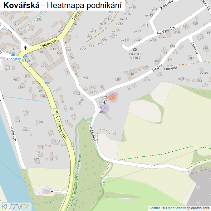 Mapa Kovářská - Firmy v ulici.