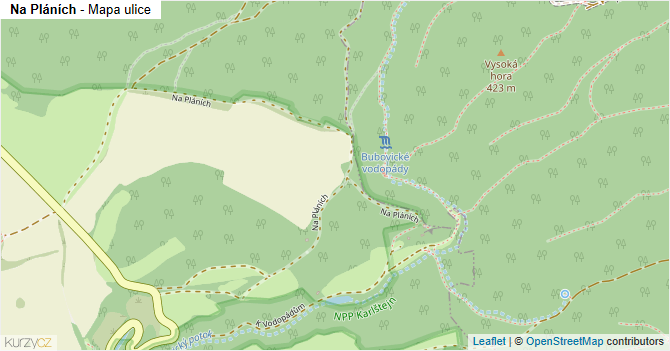 Na Pláních - mapa ulice