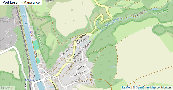 Pod Lesem - mapa ulice