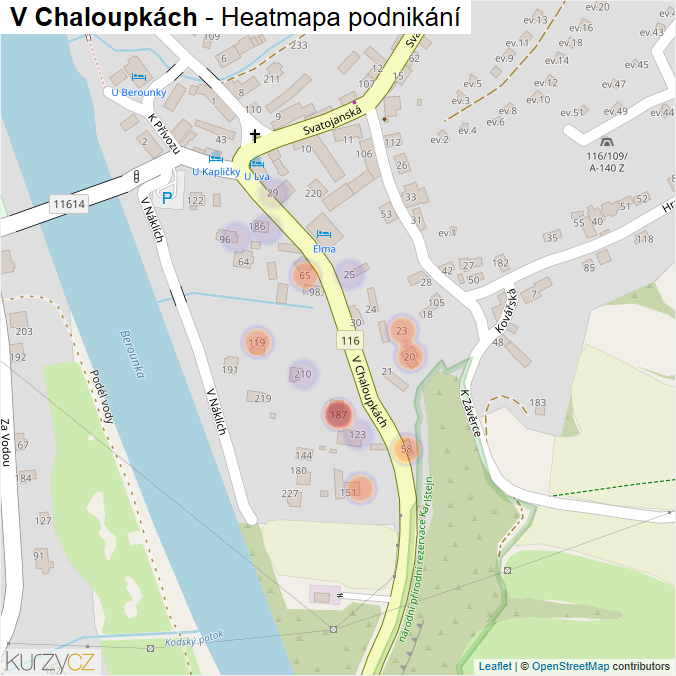 Mapa V Chaloupkách - Firmy v ulici.