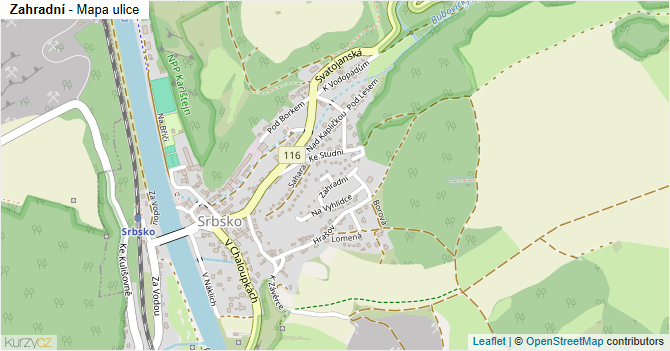 Zahradní - mapa ulice