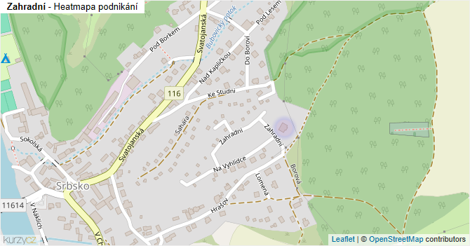 Zahradní - mapa podnikání