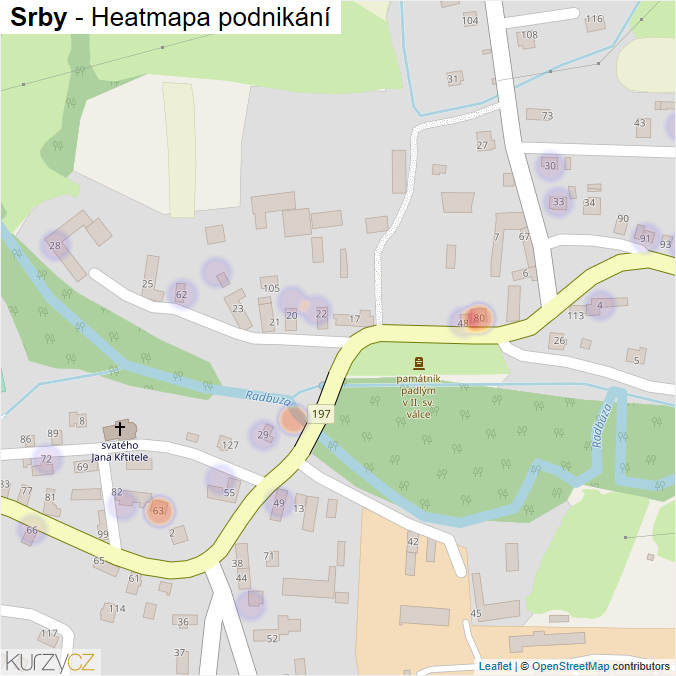 Mapa Srby - Firmy v části obce.