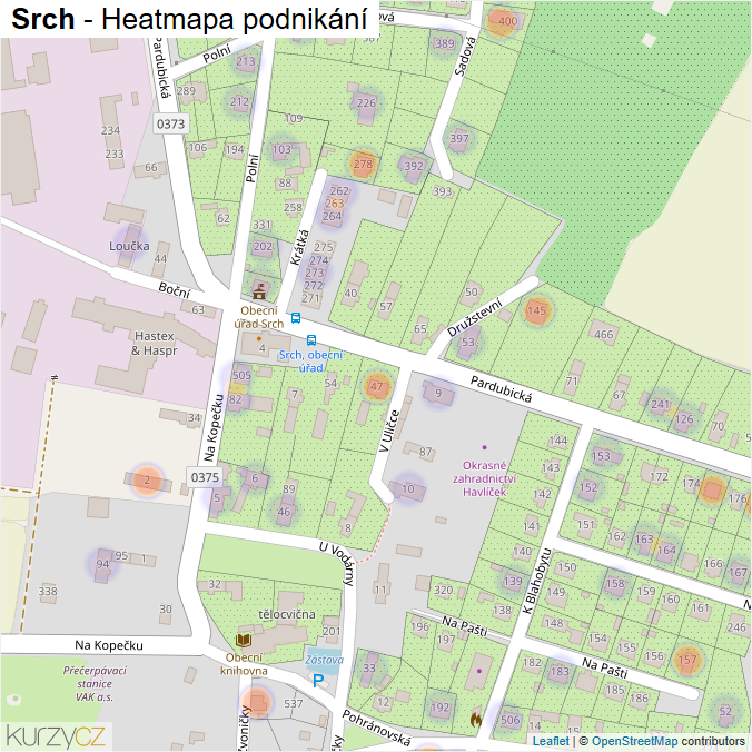 Mapa Srch - Firmy v obci.