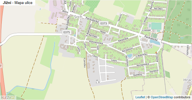 Jižní - mapa ulice
