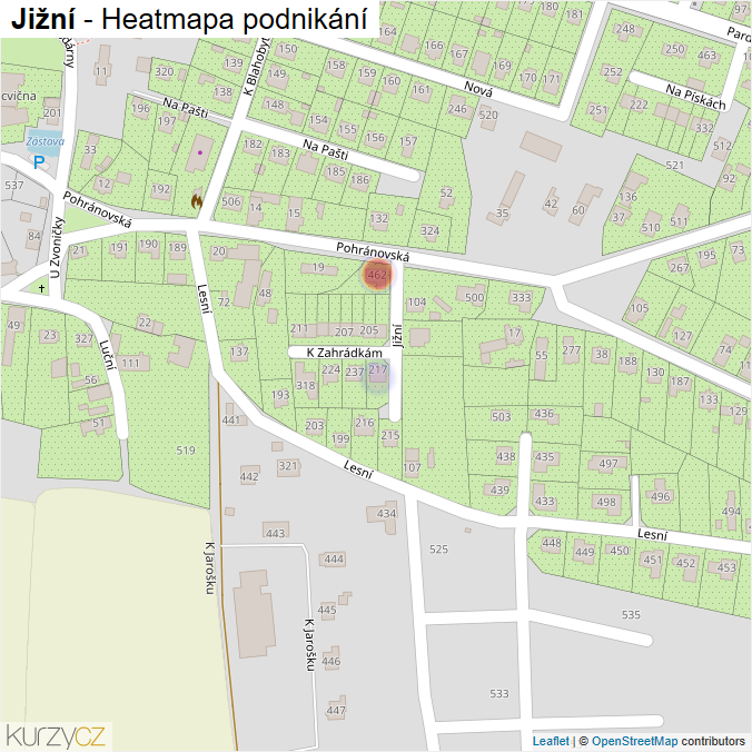 Mapa Jižní - Firmy v ulici.