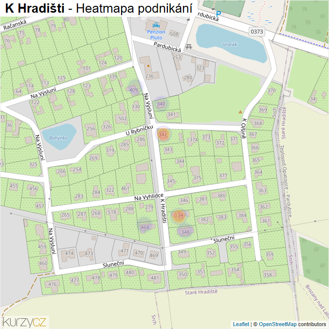 Mapa K Hradišti - Firmy v ulici.