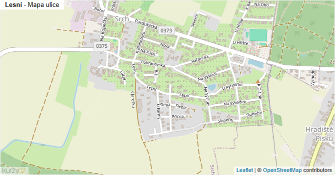 Lesní - mapa ulice