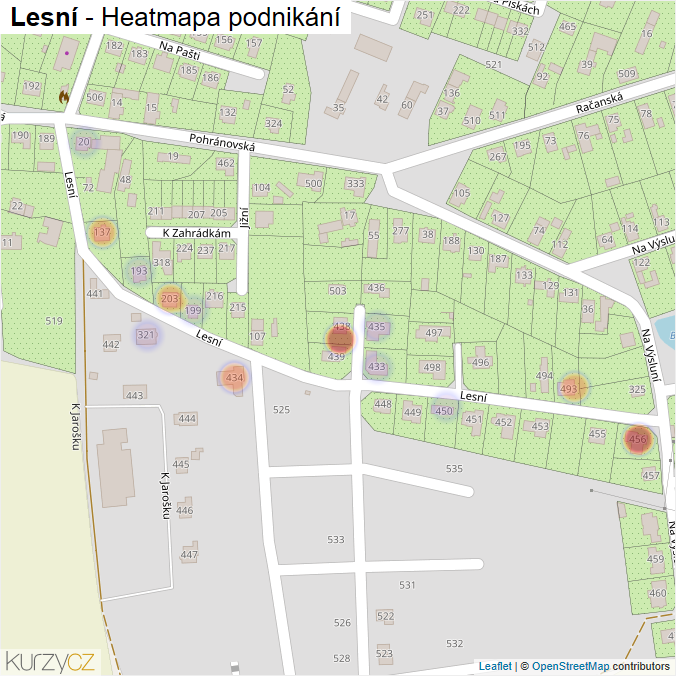 Mapa Lesní - Firmy v ulici.